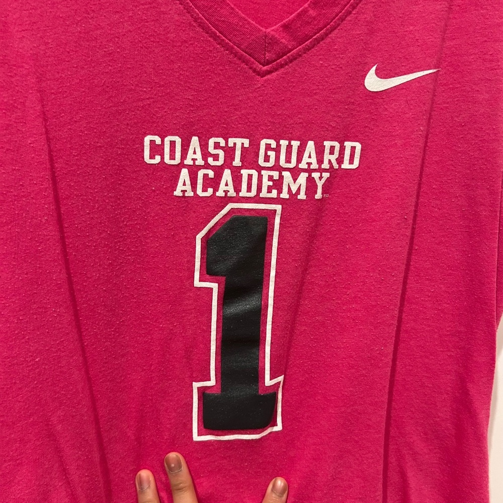 Nike Women’s Pink V-Neck T-Shirt Coast Guard Academy Size Small - Picture 2 of 7